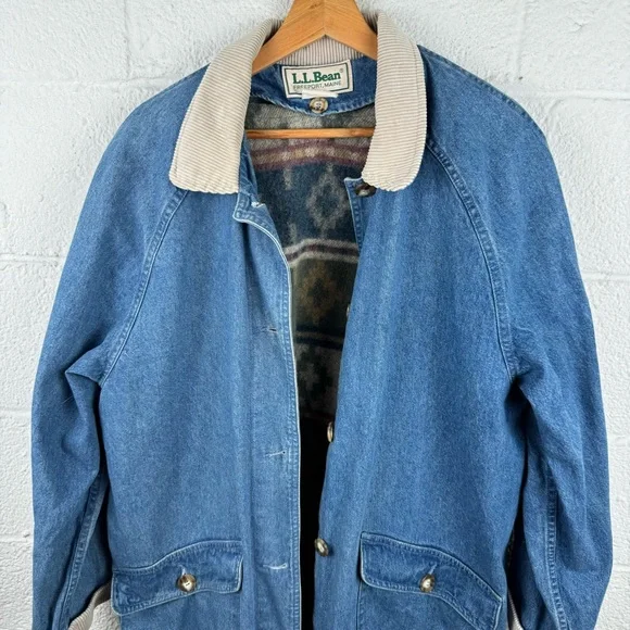 Vintage L.L. Bean Denim Barn Coat with Blanket Lining - Picture 2 of 14